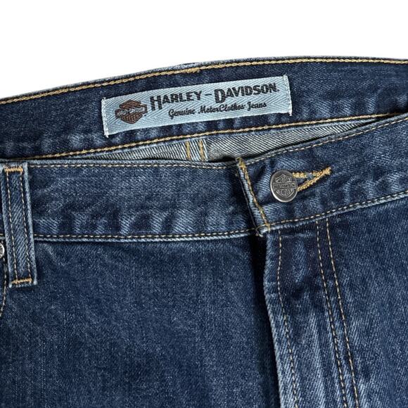 Harley-Davidson Straight Leg Relaxed Fit Jeans Men’s Dark Wash Denim Size 42X30 - Picture 6 of 7
